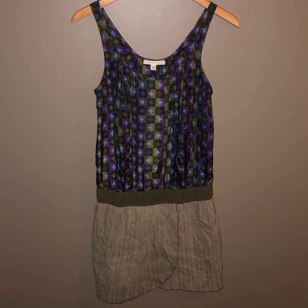 Anthro Burning Torch Lotus mini dress